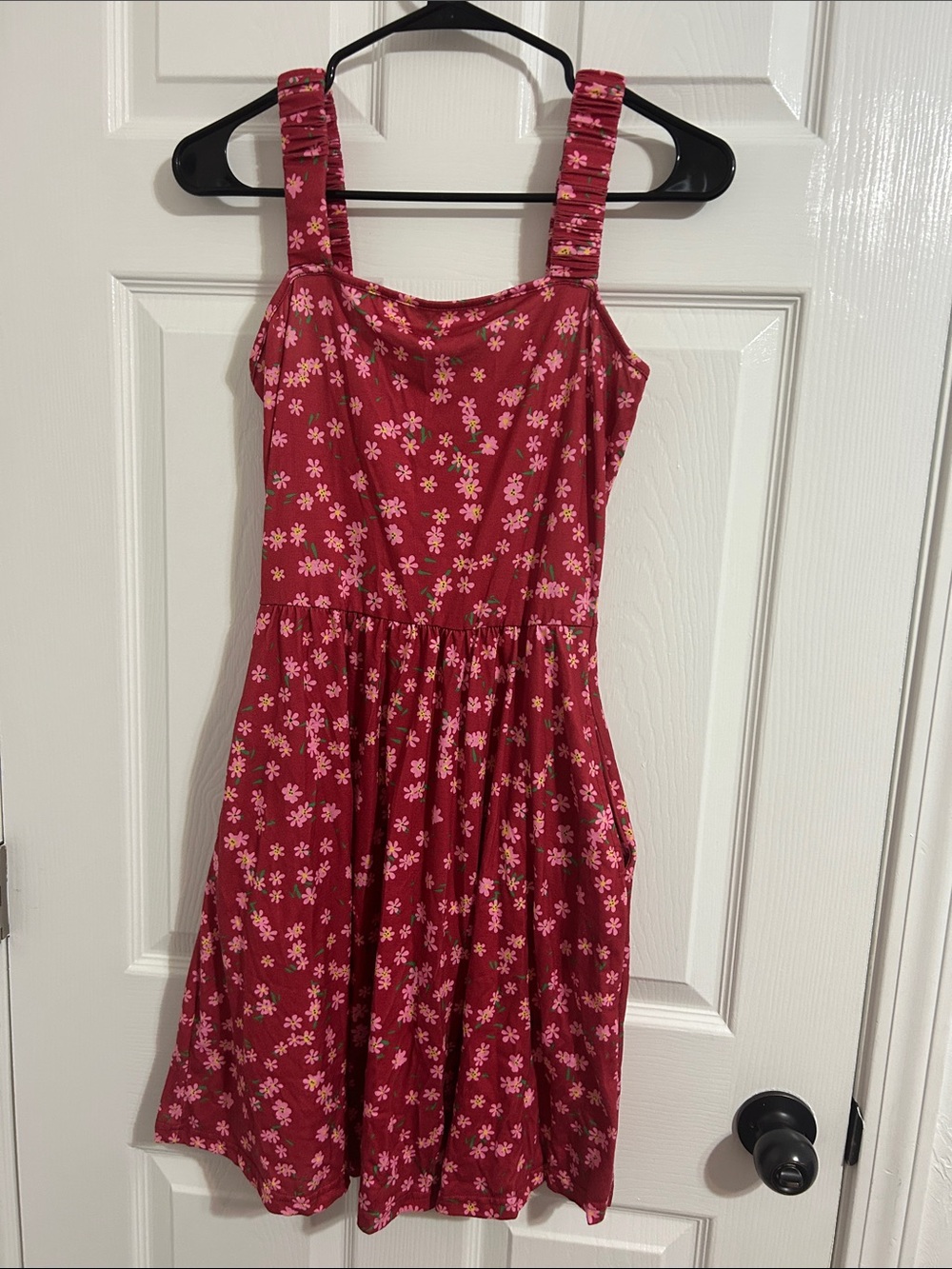 Floral Square-Neck Maxi Sundress in Deep Pink